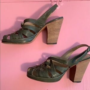 Fiorentini + Baker green sandal heels